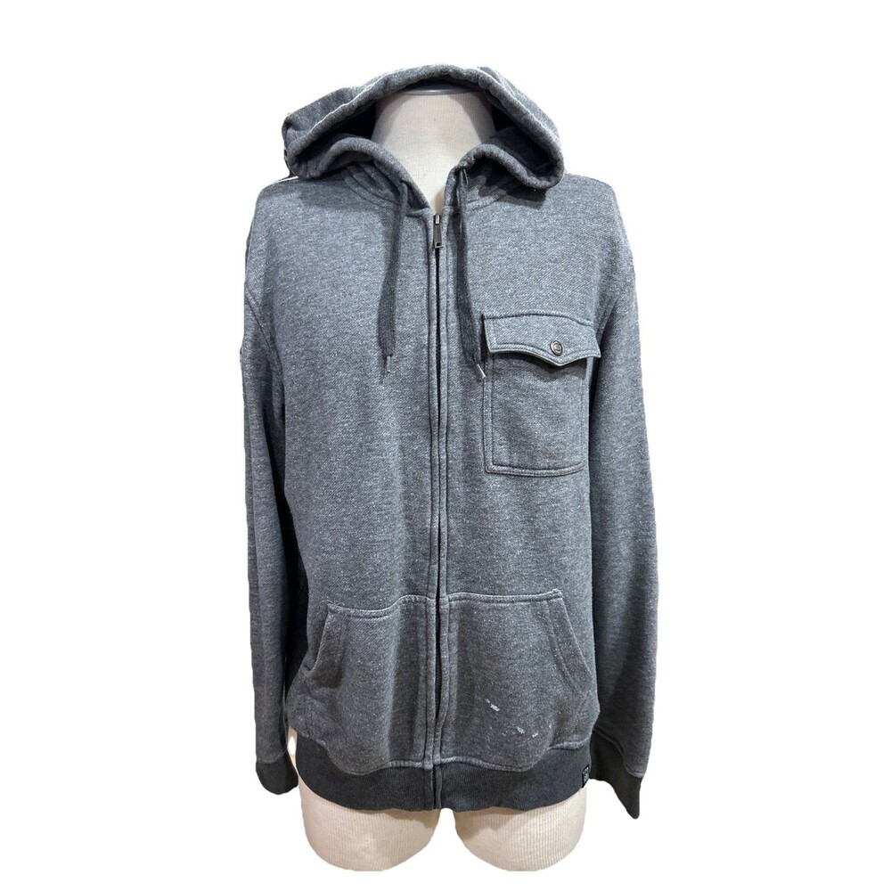 Machine Mens Full Zip Hoodie Jacket XL Gray Long Sleeve